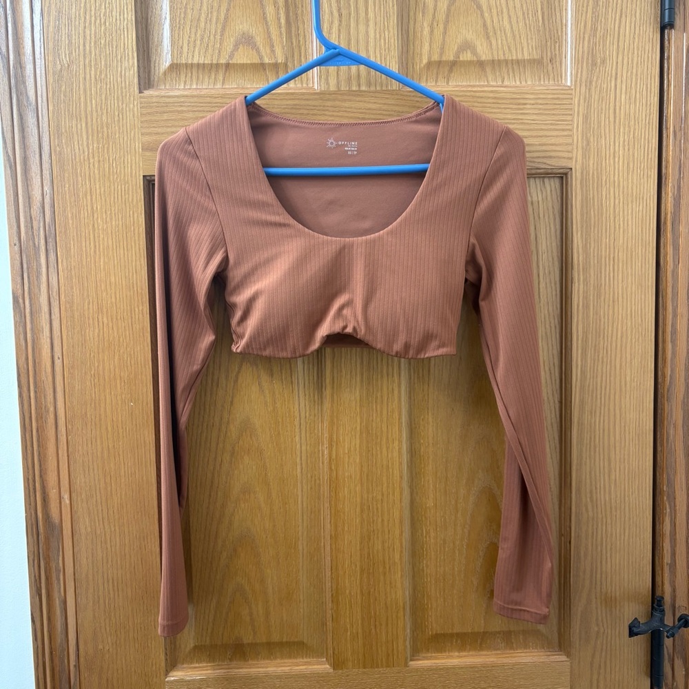 Aerie Offline Cropped Activewear Long Sleeve Top